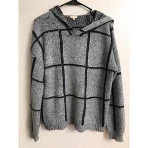 Hem & Thread Women's Colorblock Pullover Thick Knit Gray Sweater Hoodie Size M